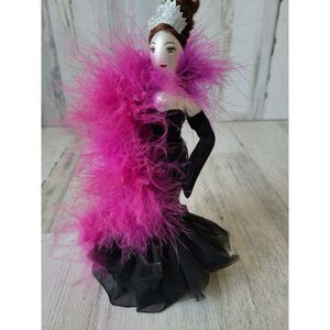 Vintage de carlini Italian lady glass evening dress feather Bloomingdale's Marsh